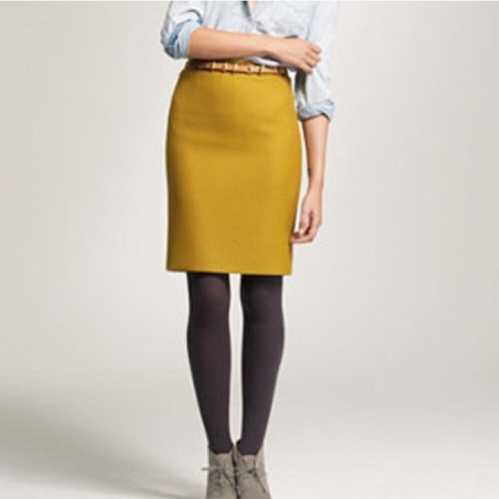 Gorgeous JCrew Wool Pencil Skirt in Mustard